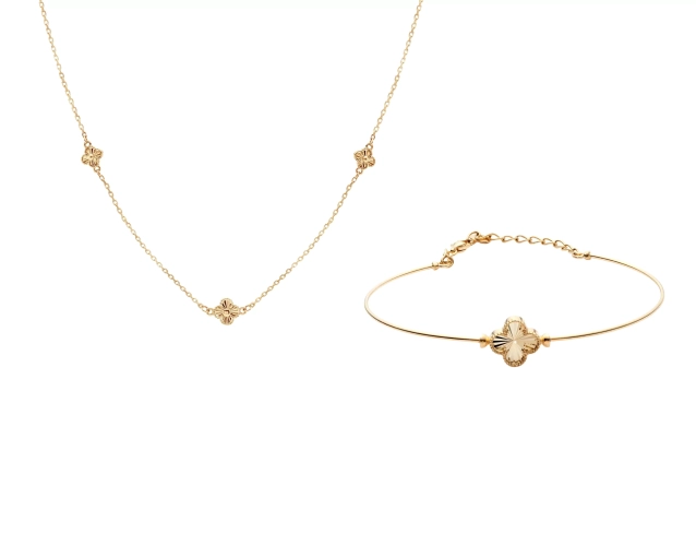 Zestaw złotej biżuterii z koniczyną PRZ 0058