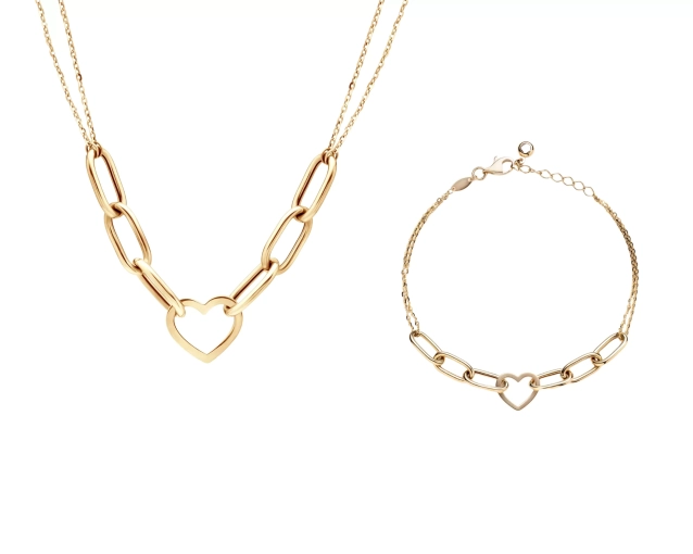 Zestaw złotej biżuterii z serduszkami PRZ 0059