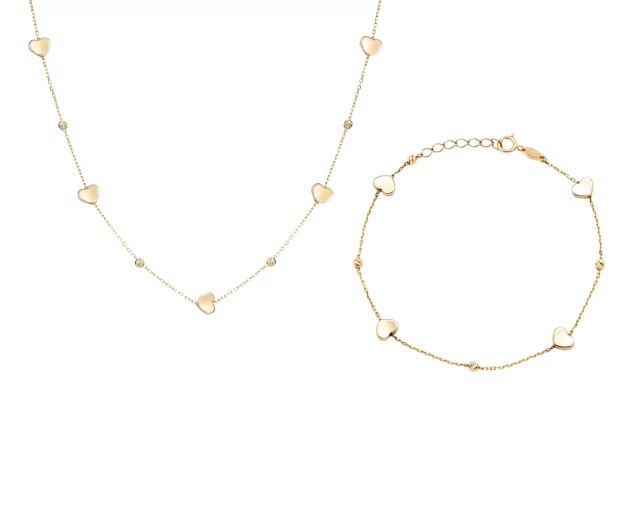 Zestaw złotej biżuterii z serduszkami PRZ 0068