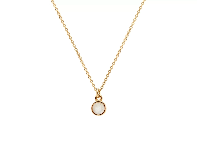 Naszyjnik srebrny pozłacany z okrągłą zawieszką z masą perłową