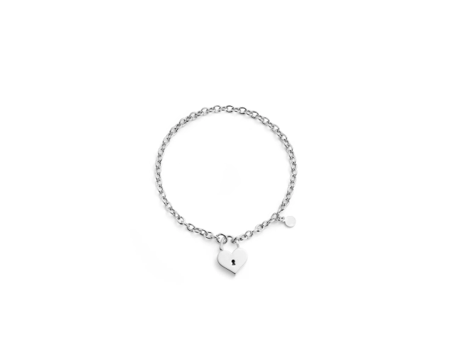 Bransoletka srebrna z sercem na zapięciu
