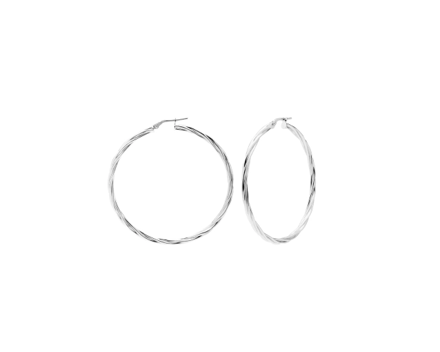 Kolczyki srebrne koła skręcane z połyskiem