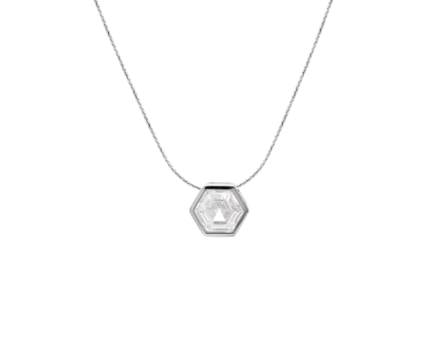 Naszyjnik srebrny z cyrkonią geometryczną