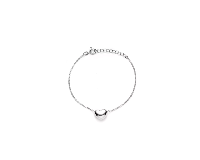 Bransoletka srebrna z sercem na delikatnym łańcuszku