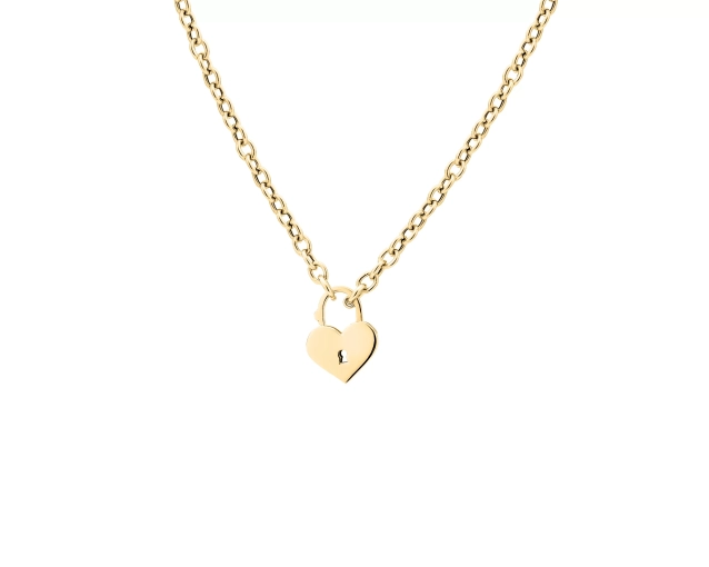 Naszyjnik srebrny pozłacany z kłódką w kształcie serca