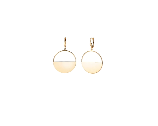 Złote kolczyki wiszące koła półpełne na biglu angielskim