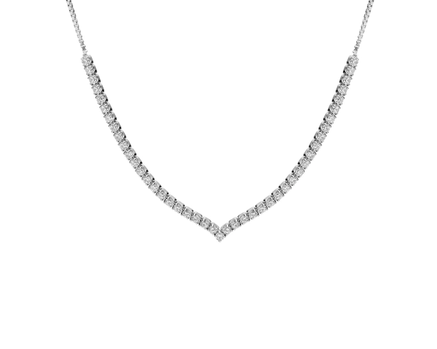 Naszyjnik srebrny z białymi cyrkoniami w oprawie w łapki