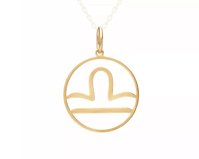 Zawieszka srebrna znak zodiaku Waga pozłacana