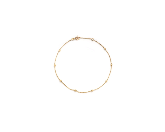 Bransoleta na nogę żółte złoto z diamentowanymi kuleczkami