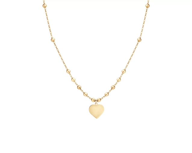 Naszyjnik złoty z sercem i kuleczkami próba 585