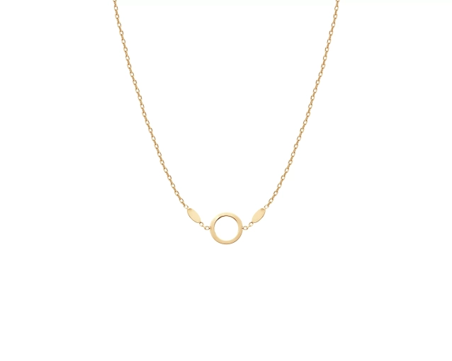 Naszyjnik złoty z motywem koła na subtelnym łańcuszku