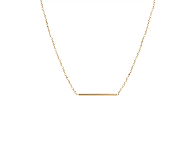 Naszyjnik złoty z geometryczną pałką na delikatnym łańcuszku 