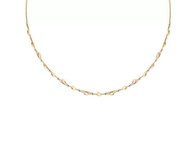 Naszyjnik złoty z fasetowanymi i gładkimi kuleczkami