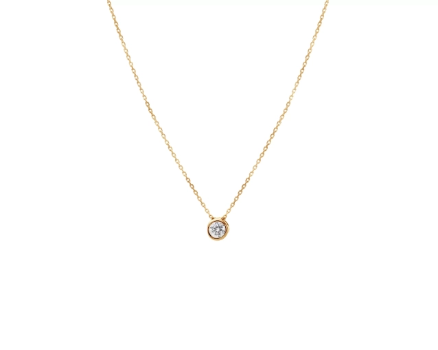 Naszyjnik złoty z białą cyrkonią na subtelnym łańcuszku 