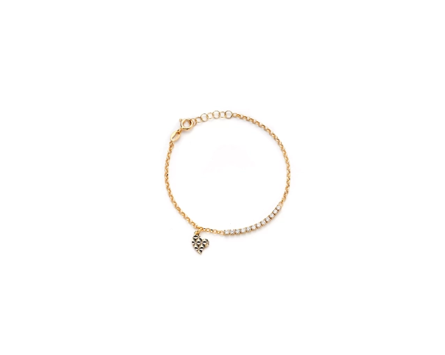 Bransoletka pozłacane srebro z białymi cyrkoniami i zawieszką