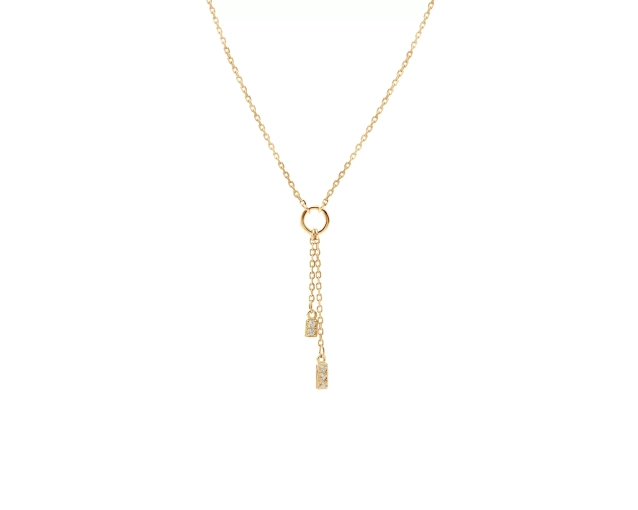 Naszyjnik pozłacane srebro typu krawatka z dwiema zawieszkami