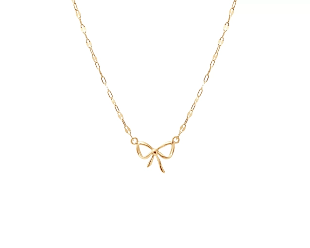 Naszyjnik pozłacane srebro z zawieszką w kształcie kokardki