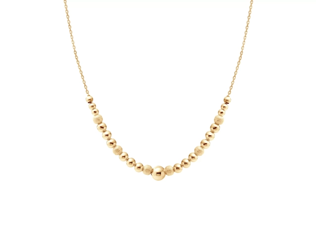 Naszyjnik srebrny pozłacany z kuleczkami o różnym wykończeniu