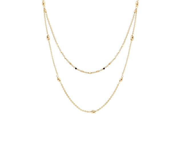 Naszyjnik podwójny z pozłacanego srebra z ozdobnymi kulkami