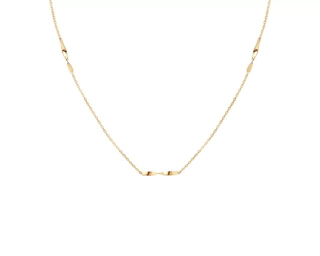 Naszyjnik złoty łańcuszkowy ze skręcanymi elementami 