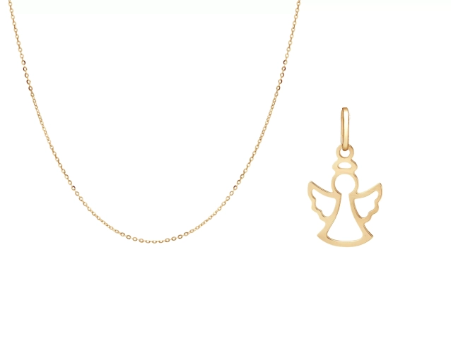 Zestaw złoty łańcuszek ankier i zawieszka aniołek PRZ 0174