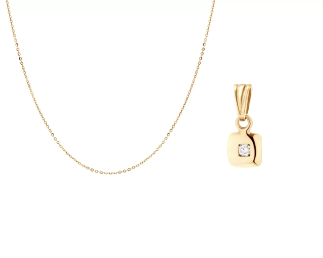 Zestaw złoty łańcuszek ankier i zawieszka z brylantem PRZ 0176