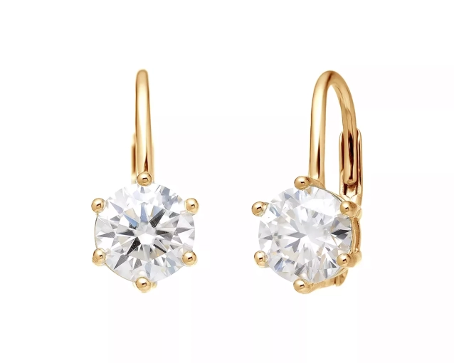 Kolczyki srebrne pozłacane z białym moissanitem