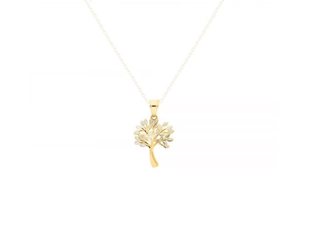 Zawieszka złota dwukolorowa w kształcie drzewka
