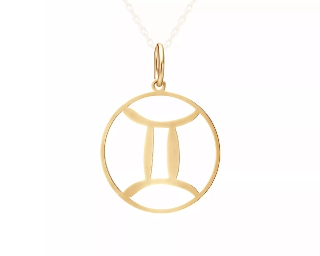 Zawieszka srebrna znak zodiaku Bliźnięta pozłacana