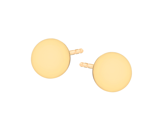 kolczyki srebrne punktowe w kolorze żółtego złota okrągłe na sztyfcie