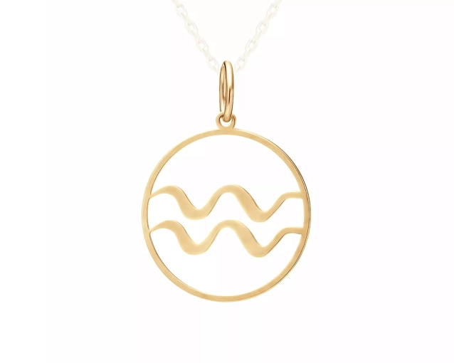 Zawieszka srebrna znak zodiaku Wodnik pozłacana