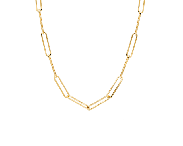 Srebrny naszyjnik pozłacany o splocie ankier z dużymi długimi ogniwami