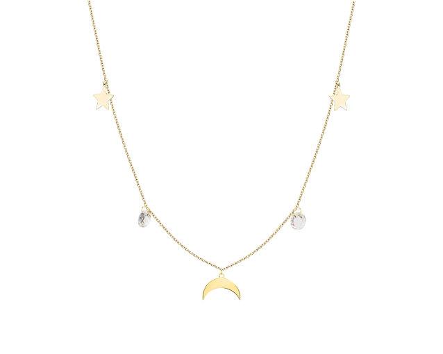 Choker srebrny pozłacany z księżycem