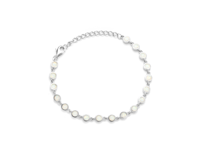 Bransoletka srebrna z okrągłymi opalami segmentowa