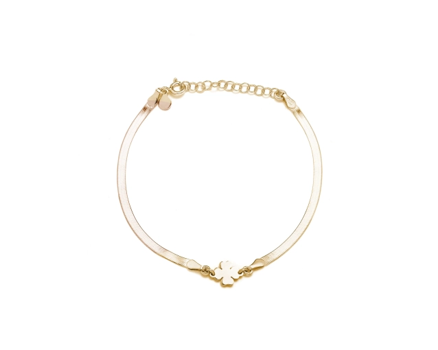 Bransoletka srebrna z czterolistną koniczynką pozłacana