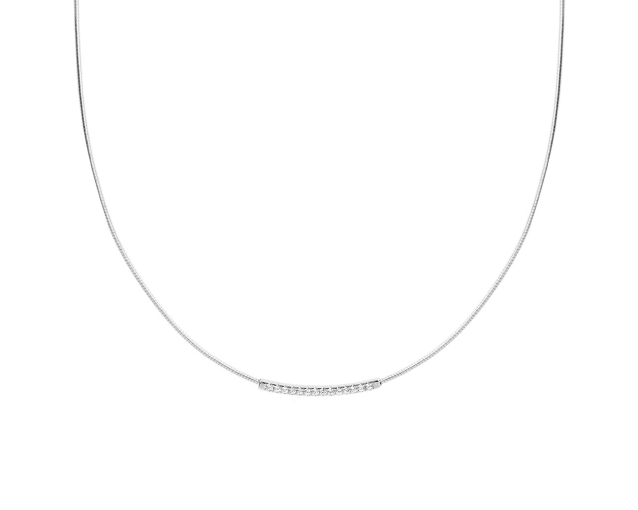 Naszyjnik srebrny żmijka z podłużnym elementem ozdobnym z cyrkoniami