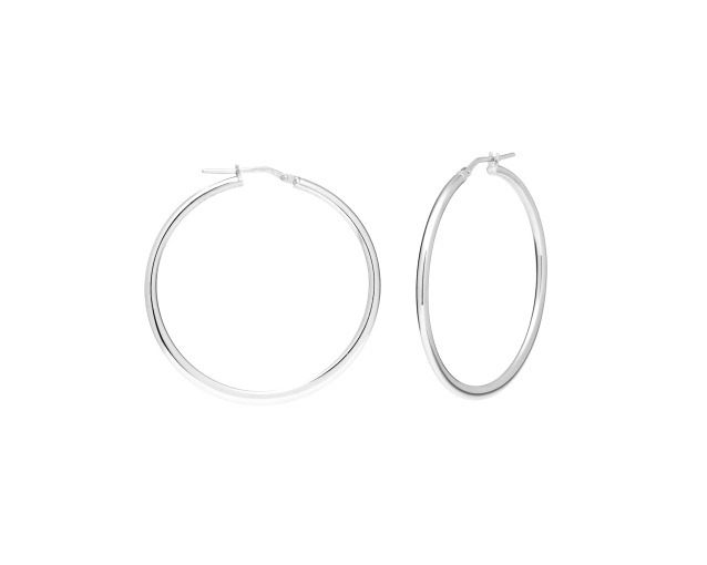 Kolczyki srebrne koła duże na zatrzask gładkie