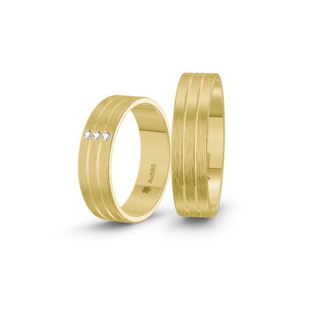 Obrączki ślubne z żółtego złota z diamentami