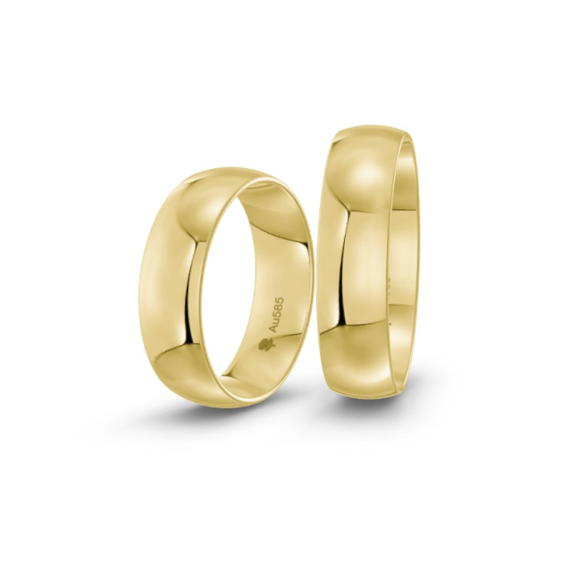Obrączki ślubne z żółtego złota półokrągłe