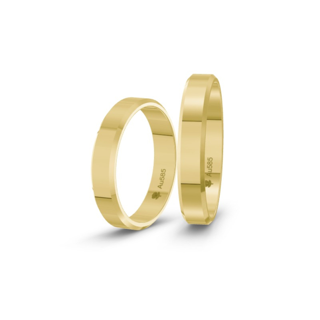 Obrączki ślubne z żółtego złota z fazą
