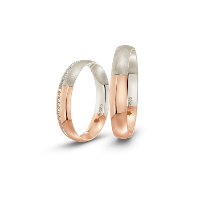Obrączki ślubne ze złota dwukolorowego z diamentami