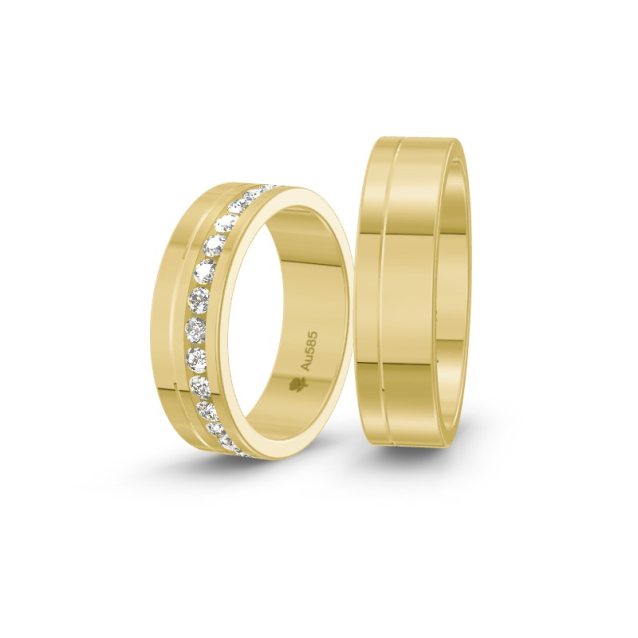 Obrączki ślubne z żółtego złota i diamentami