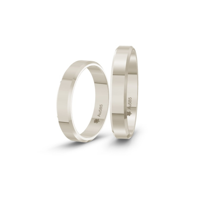 Obrączki ślubne z białego złota z fazą