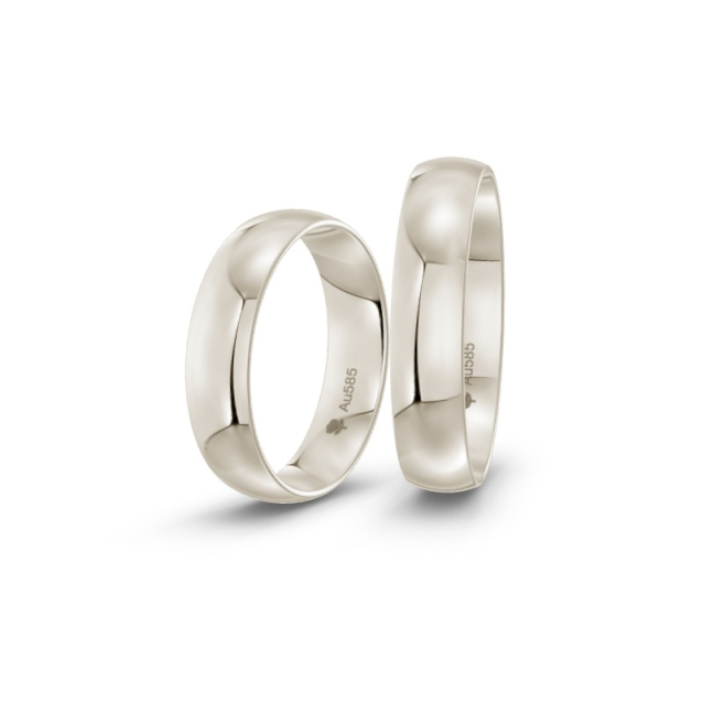 Obrączki ślubne z białego złota półokrągłe