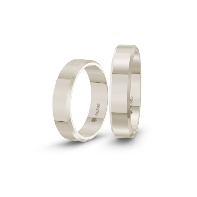 Obrączki ślubne z białego złota z fazą