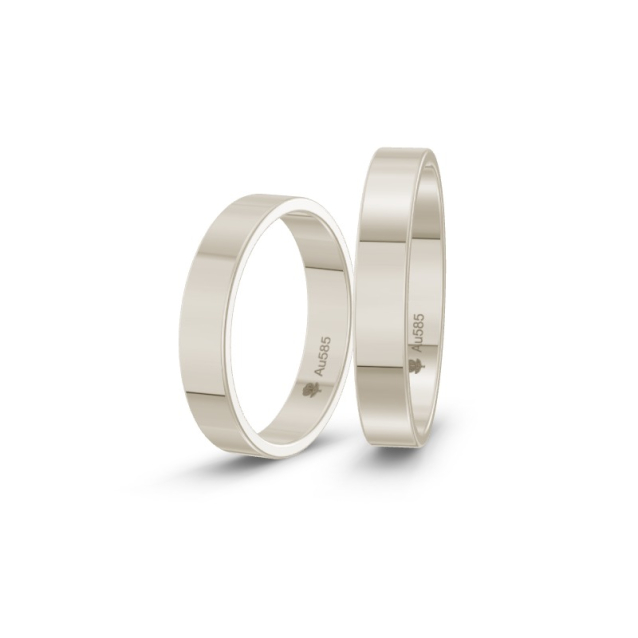 Obrączki ślubne z białego złota fazowane