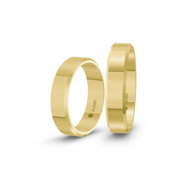 Obrączki ślubne z żółtego złota z fazą