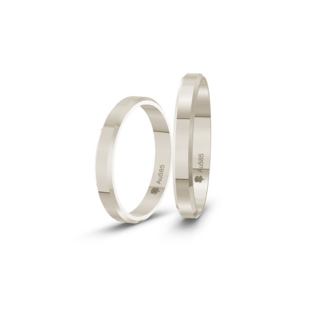 Obrączki ślubne z białego złota z fazą