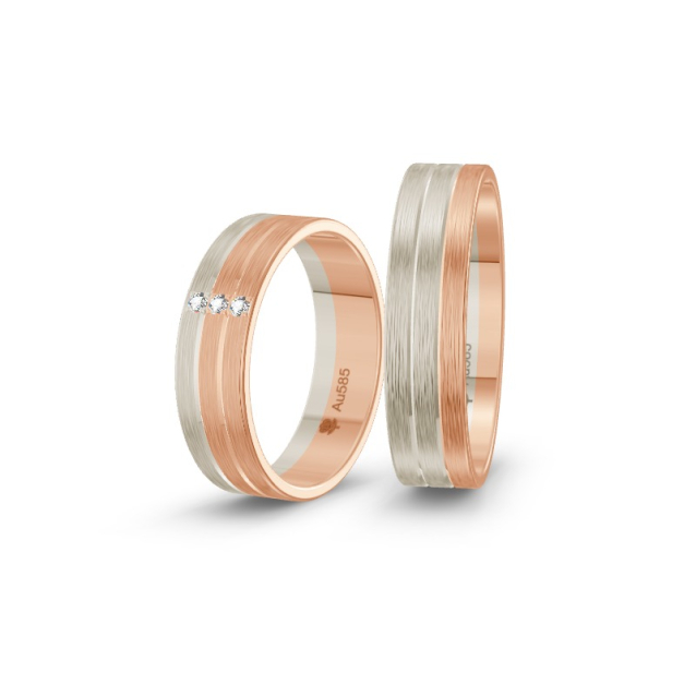 Obrączki ślubne z dwukolorowego złota z diamentami