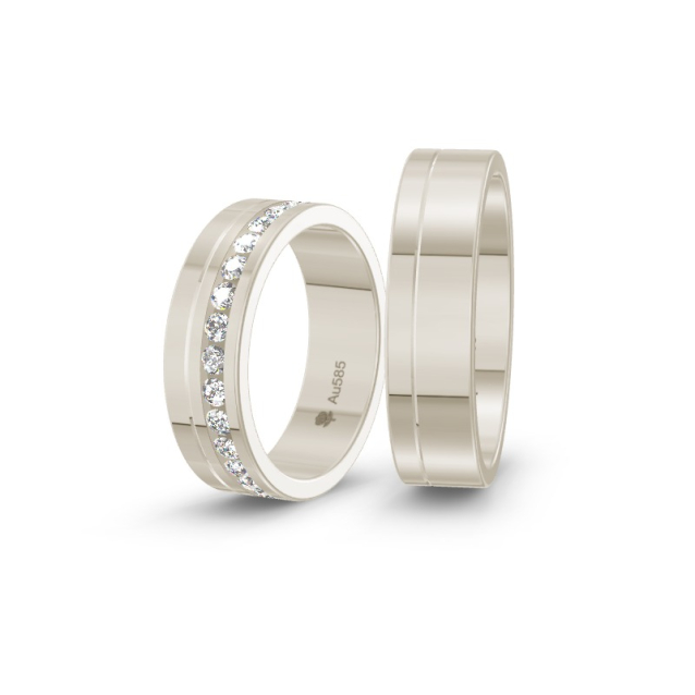 Obrączki ślubne z białego złota i diamentami